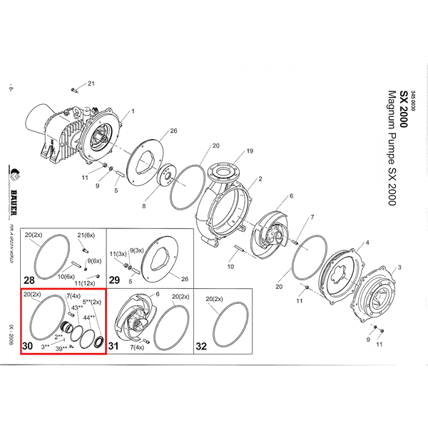 PTC-000233 ProTesCa Bauer FAN 3455007 Reparatursatz Gleitringdichtung SX1000/SX2000 Güllepumpe Ersatzteil 2