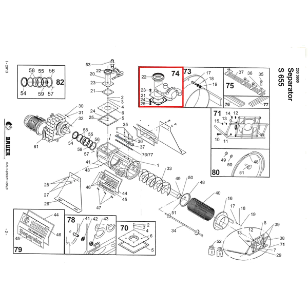 PTC-000258 ProTesCa Bauer FAN 2003912 T-Einlaufstück S655/S855 Separator Ersatzteil 2