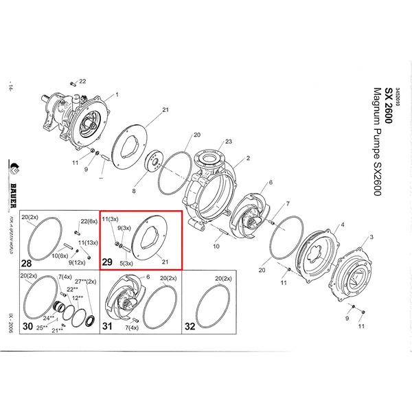 PTC-000377 ProTesCa Bauer FAN 3455005 Wear Plate Kit SX Series slurry pumps spare part 2