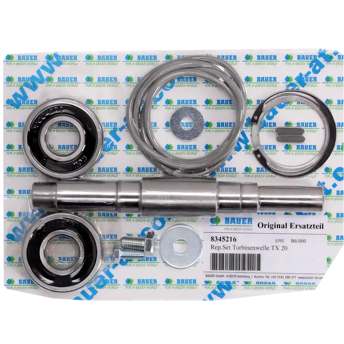 PTC-000466 ProTesCa Bauer FAN 8345216 Turbine Shaft Kit TX20 hose reel irrigators spare part